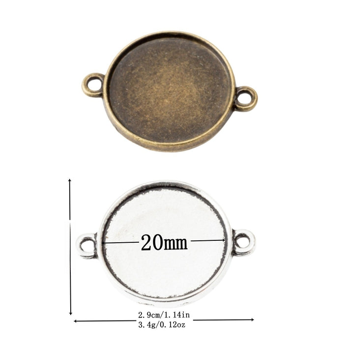 20mm Zinc Alloy Round Bezel Tray Charm Pendant No.682779 for DIY Necklace Bracelet Jewelry Making