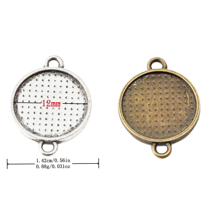 12mm Zinc Alloy Round Bezel Charm Pendant No.978263 for DIY Necklace Bracelet Jewelry Making