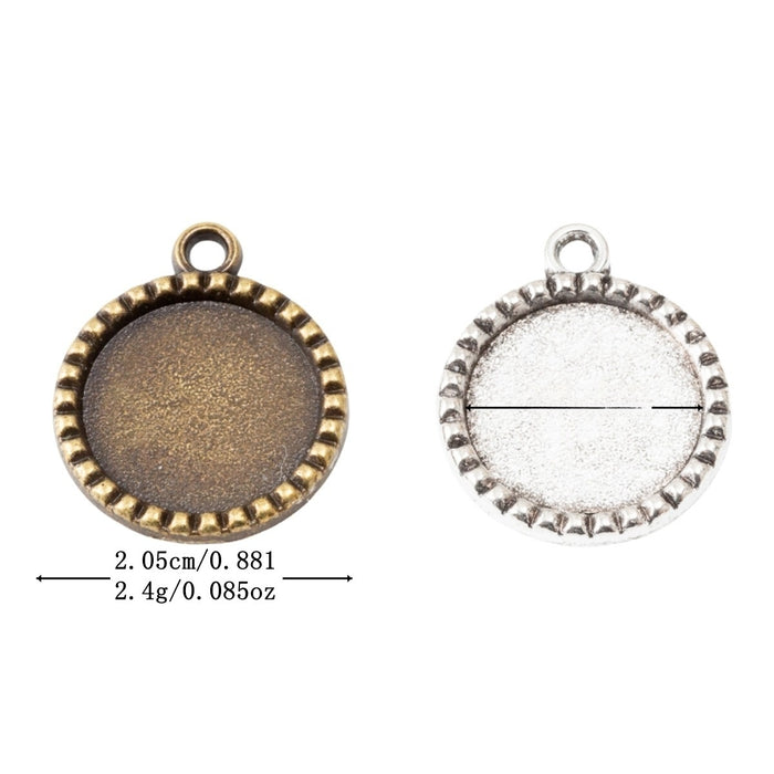 16mm Zinc Alloy Round Bezel Tray Charm Pendant for DIY Necklace Bracelet Jewelry Making