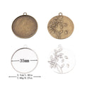 35mm Zinc Alloy Round Bezel Charm Pendant No.054728 for DIY Necklace Bracelet Jewelry Making view 1