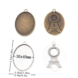 30x40mm Zinc Alloy Oval Bezel Setting Charm Pendant for DIY Necklace Bracelet Jewelry Making
