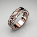 14K Gold Plated Cubic Zirconia Band Ring, European American Micro Pave Engagement Jewelry view 7