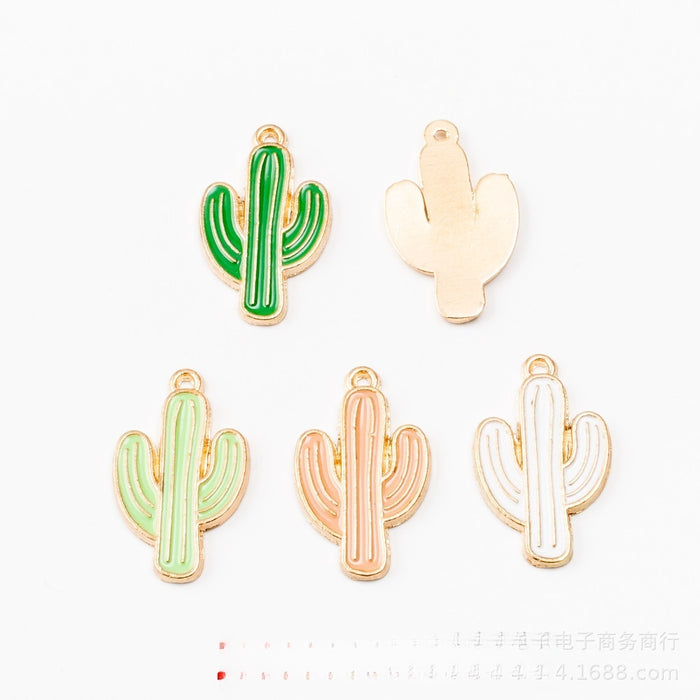 White Zinc Alloy Cactus Charm Pendant for DIY Necklace Bracelet Jewelry Making