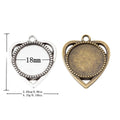 18mm Zinc Alloy Round Heart Bezel Charm Pendant for DIY Necklace Bracelet Jewelry Making view 1