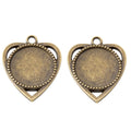 18mm Zinc Alloy Round Heart Bezel Charm Pendant for DIY Necklace Bracelet Jewelry Making view 3