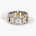 Fashion Modern Copper Rose Gold Plated Two Tone Full CZ Engagement Ring, Creative Jewelry view 3