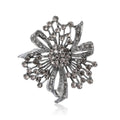 Gunmetal Alloy Full Rhinestone Bow Brooch Pin For Women's Coats view 5