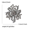 Gunmetal Alloy Full Rhinestone Bow Brooch Pin For Women's Coats view 4