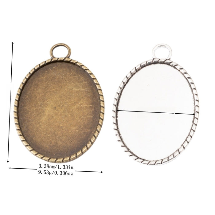 30x40mm Zinc Alloy Oval Bezel Charm Pendant No.909559 for DIY Necklace Bracelet Jewelry Making