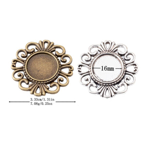 16mm Zinc Alloy Round Cabochon Tray Charm Pendant for DIY Necklace Bracelet Jewelry Making