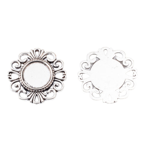 16mm Zinc Alloy Round Cabochon Tray Charm Pendant for DIY Necklace Bracelet Jewelry Making