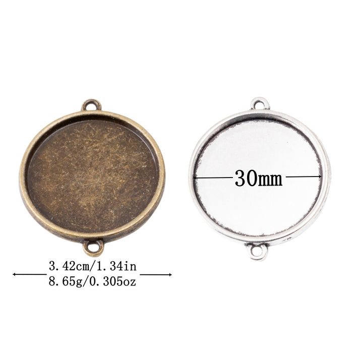30mm Zinc Alloy Round Bezel Charm Pendant No.675116 for DIY Necklace Bracelet Jewelry Making