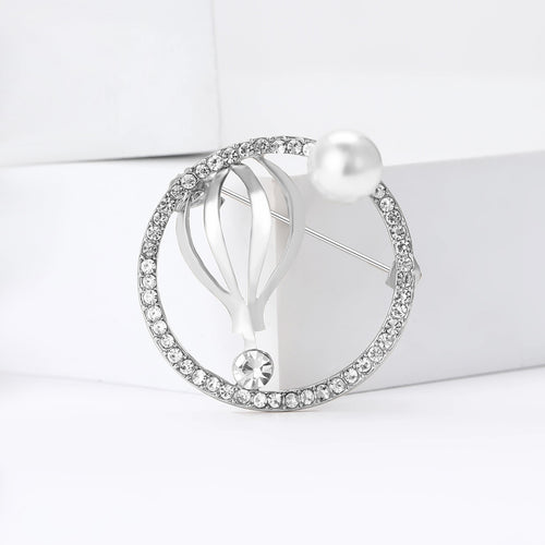 Alloy Rhinestone Round Brooch For Suits Dresses And Formal Wear