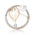 Alloy Rhinestone Round Brooch For Suits Dresses And Formal Wear view 1