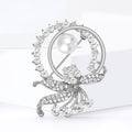 Alloy Pearl Rhinestone Floral Brooch For Women's Clothing view 2