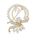 Alloy Pearl Rhinestone Floral Brooch For Women's Clothing view 1