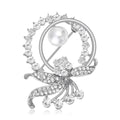 Alloy Pearl Rhinestone Floral Brooch For Women's Clothing view 5