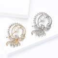 Alloy Pearl Rhinestone Floral Brooch For Women's Clothing view 4