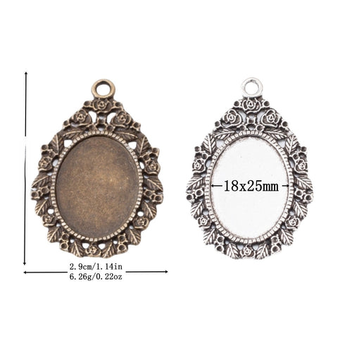 18x25mm Zinc Alloy Oval Cabochon Setting Charm Pendant for DIY Necklace Bracelet Jewelry Making