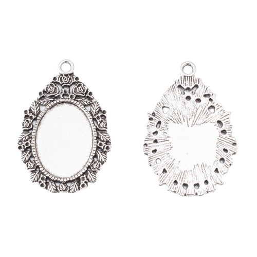 18x25mm Zinc Alloy Oval Cabochon Setting Charm Pendant for DIY Necklace Bracelet Jewelry Making