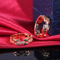 Punk Style Couple Ring, Gold Plated Copper Zircon Inlaid Fashion Hand Jewelry Accessory view 4