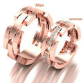 Punk Style Couple Ring, Gold Plated Copper Zircon Inlaid Fashion Hand Jewelry Accessory view 2