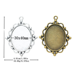 30x40mm Zinc Alloy Oval Bezel Charm Pendant No.650405 for DIY Necklace Bracelet Jewelry Making