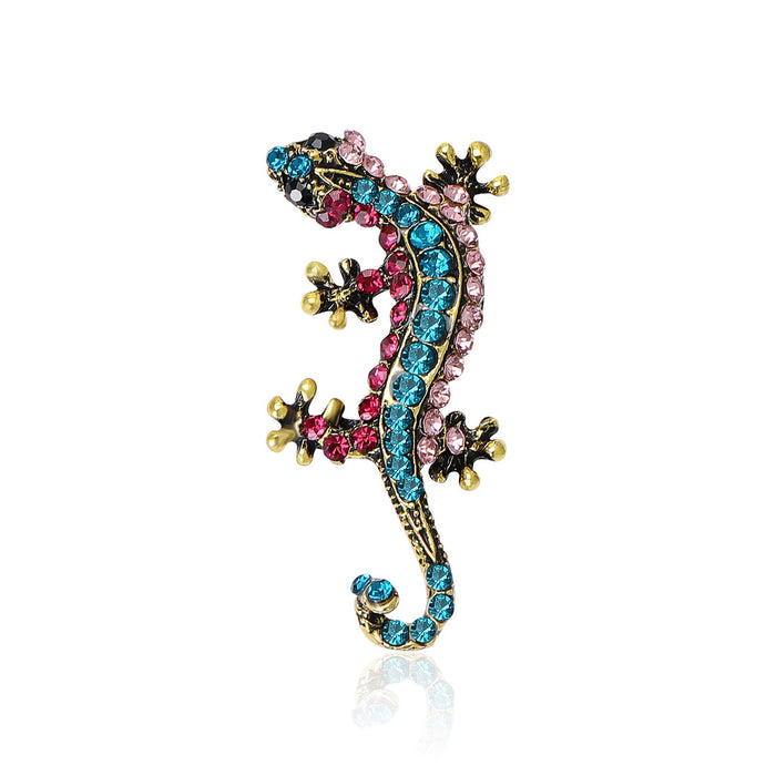 Alloy Rhinestone Lizard Brooch Pin For Trendy Suit Shirt Accessories