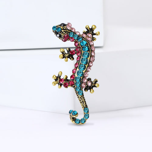 Alloy Rhinestone Lizard Brooch Pin For Trendy Suit Shirt Accessories