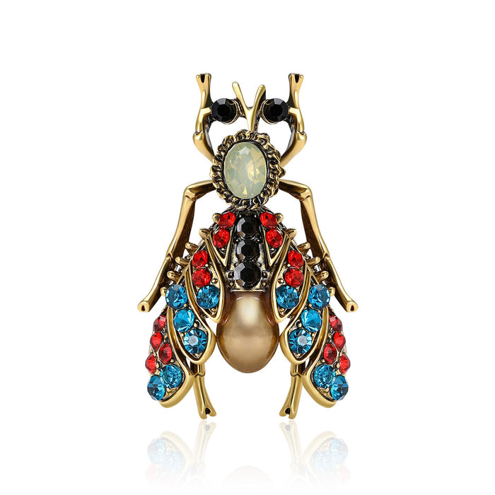 Alloy Rhinestone Colorful Insect Brooch Pin For Fashion Apparel