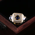 Luxury European American Men's Blue Gemstone Inlaid Ring For Engagement Wedding Hand Jewelry view 4