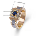 Luxury European American Men's Blue Gemstone Inlaid Ring For Engagement Wedding Hand Jewelry view 5