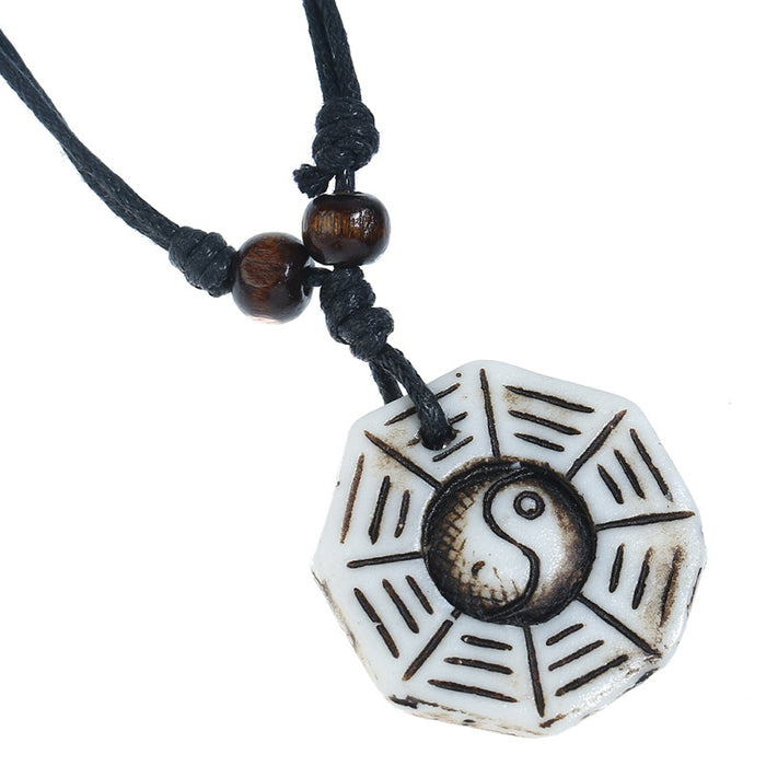 Handmade Woven Resin Bagua Pendant Necklace Ethnic Tribal Style Tourist Souvenir Jewelry