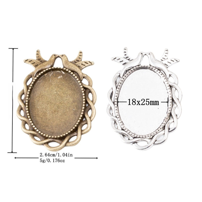 18x25mm Zinc Alloy Oval Bezel Charm Pendant No.174158 for DIY Necklace Bracelet Jewelry Making