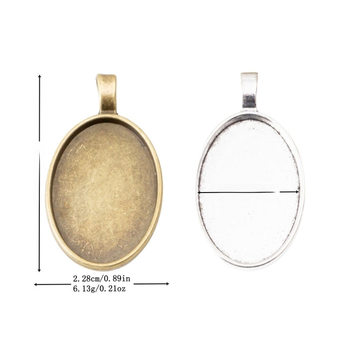 20x30mm Zinc Alloy Oval Bezel Charm Pendant for DIY Necklace Bracelet Jewelry Making