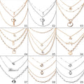 European Multi Layer Geometric Spliced Pearl Letter Necklace Trendy Collarbone Sweater Chain view 2
