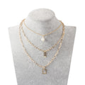 European Multi Layer Geometric Spliced Pearl Letter Necklace Trendy Collarbone Sweater Chain view 3