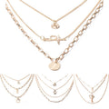 European Multi Layer Geometric Spliced Pearl Letter Necklace Trendy Collarbone Sweater Chain view 1