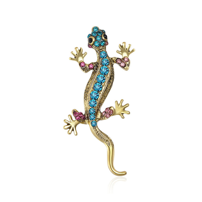 Alloy Rhinestone Lizard Brooch Pin For Trendy Clothing Decoration