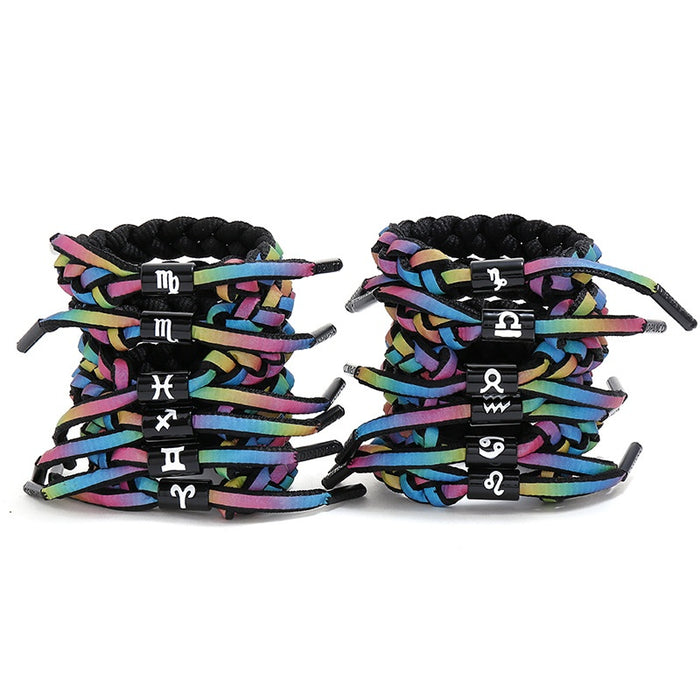 Direct Twelve Zodiac Colorful Little Lion Rainbow Woven Shoelace Couple Student Bracelet