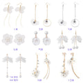 Elegant White Shell Flower Petal Pearl Alloy Stud Drop Earrings for Women Fresh Forest Style Earrings view 3