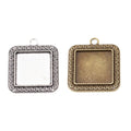 20mm Zinc Alloy Square Bezel Charm Pendant No.696587 for DIY Necklace Bracelet Jewelry Making view 4