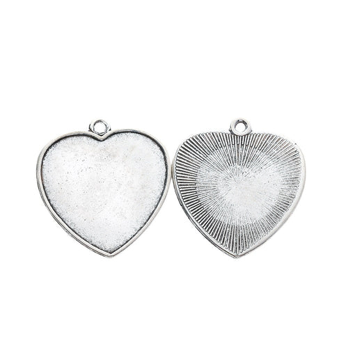 24mm Zinc Alloy Heart Charm Pendant for DIY Necklace Bracelet Jewelry Making