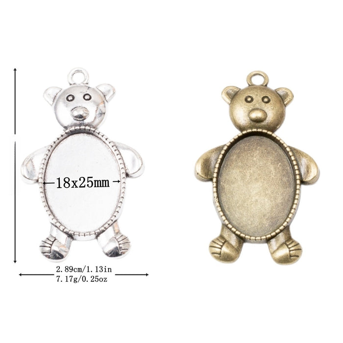 18x25mm Zinc Alloy Oval Bezel Charm Pendant for DIY Necklace Bracelet Jewelry Making