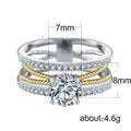 New Women Ring With Super Sparkling Curved Geometric Gold Zircon, 14K Two Tone Plated Jewelry view 5