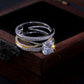 New Women Ring With Super Sparkling Curved Geometric Gold Zircon, 14K Two Tone Plated Jewelry view 3