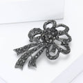 Gunmetal Alloy Rhinestone Flower Brooch Pin For Womens Apparel view 3