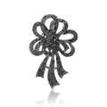 Gunmetal Alloy Rhinestone Flower Brooch Pin For Womens Apparel view 5