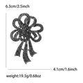 Gunmetal Alloy Rhinestone Flower Brooch Pin For Womens Apparel view 6
