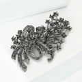 Gunmetal Alloy Rhinestone Floral Brooch For Women’s Coat Decoration view 3